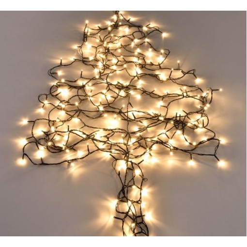 Instalatie de brad, 100 led-uri , 8 jocuri lumini, alb cald