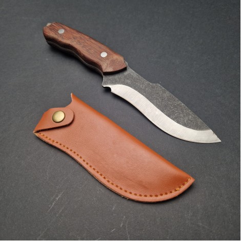 Cutit camping, pescuit și drumetie Swiss, 25cm, maner lemn, teaca lama FeroCut FR17