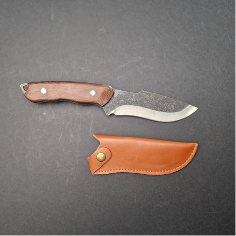 Cutit camping, pescuit și drumetie Swiss, 25cm, maner lemn, teaca lama FeroCut FR17