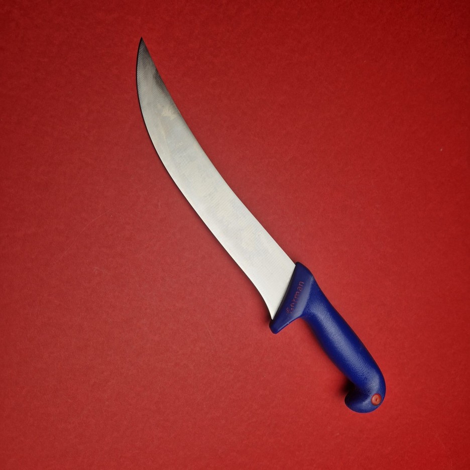 Cutit macelarie bucatar 35cm, lama 20cm otel inox, maner abs albastru FeroCut