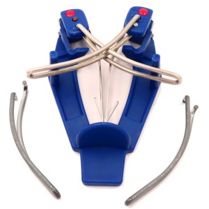 Dispozitiv ascutit cutite metalic, 2 lame de rezerva, albastru