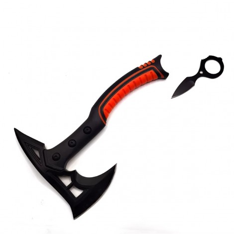 Set Toporas Camping Secure + Cuțit Aruncat Ninja – Multi-Functional, 31.5cm, Oțel Inoxidabil, Mâner Cauciucat