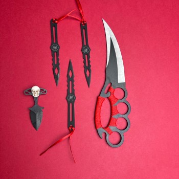 Set camping 5 piese, lama otel inox, diverse modele, SKULL