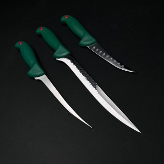 Set 3 Cuțite Măcelar pentru Sacrificat: Gama înjunghiat + dezosat + tocat