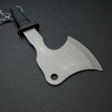 Toporisca tactica 31cm, camping si drumetii, lama otel inoxidabil, maner negru, husa