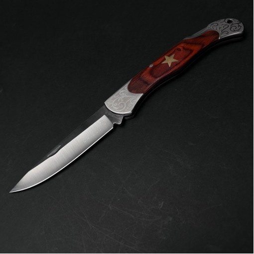 Cutit briceag camping și drumetie 26cm, lama otel inox, maner lemn maro, CB015 cadou barbati FR20