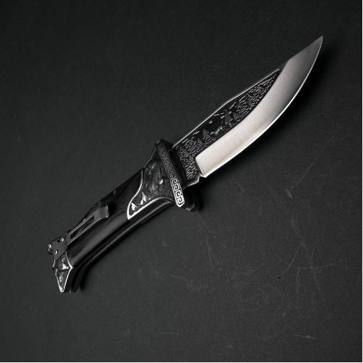 Cutit briceag camping și drumetie 23cm, lama otel inox, maner lemn negru, CB016 cadou barbati FR20