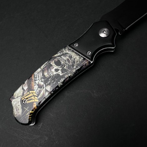 Cutit briceag camping și drumetie 22cm, lama otel inox, maner lemn Reaper, CB018 cadou barbati FR20