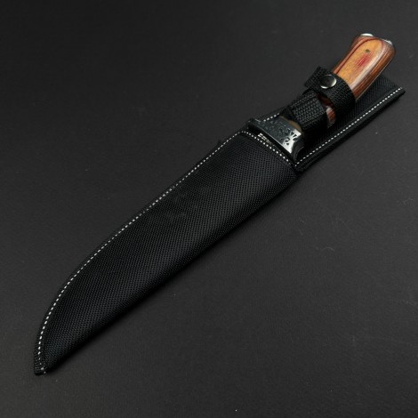 Cutit camping și drumetie 32cm, lama otel inox, maner lemn maro, CB005 cadou barbati FR18