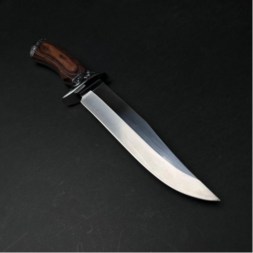 Cutit camping și drumetie 32cm, lama otel inox, maner lemn negru-maro, CB006 cadou barbati FR20