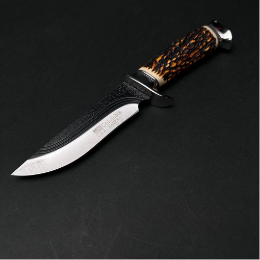 Cutit camping și drumetie 26cm, lama otel inox, maner corn cerb, CB008 cadou barbati FR20