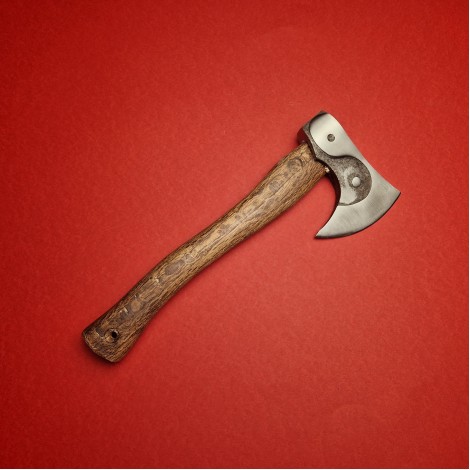 Set 5+1 piese Macelarie: Toporisca YinYang, Cuțit înjunghiat doua taisuri, 2 cuțite otel inox si Satar + cadou: Cutit tip briceag