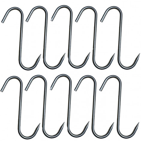 Set 20 bucati Carlig macelarie 20cm, simplu, pentru agatat carne, inox