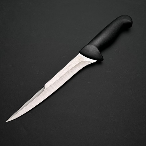 Cutit macelarie Gama Injunghiat, lama 19cm otel inox, maner aderent negru (i7) FeroCut