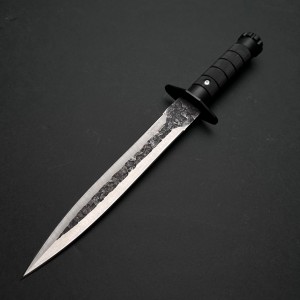 Cutit macelarie Gama Injunghiat, lama 23cm fier forjat, maner aderent negru, cu teaca (i9FF) FeroCut FR20