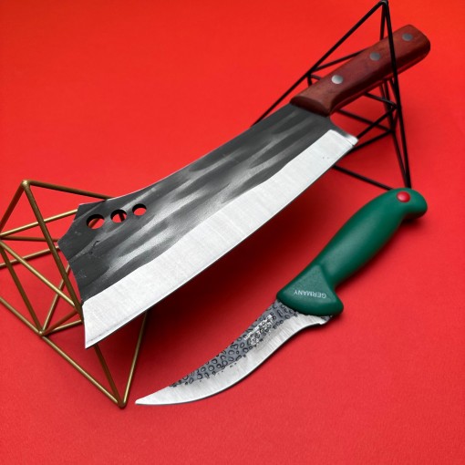 Cutit fier forjat tip Maceta Gama Vanator 35cm, maner lemn + Cadou Cutit transat 26cm, mctg2 av4