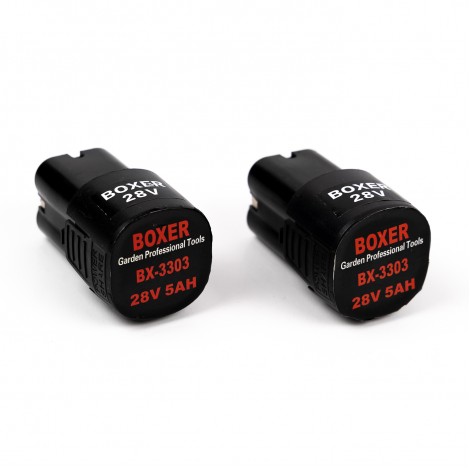 Mini Drujba Boxer BX-3303, 2 acumulatori 28V 5Ah, lama si lant 6inch, alb