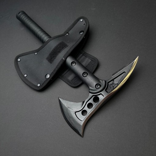 Toporisca tactica, 38 cm, otel, maner anti-alunecare, negru FeroCut