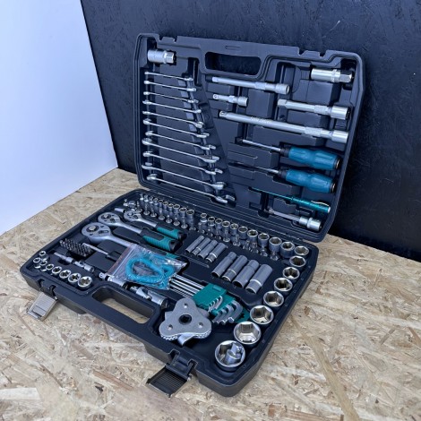 Trusa de scule profesionala 121 piese, tubulare, biti, chei fixe si clichet de 1/4, 1/2 si 3/8 + Trusa de scule 11 piese RESIGILAT- Cutie sparta