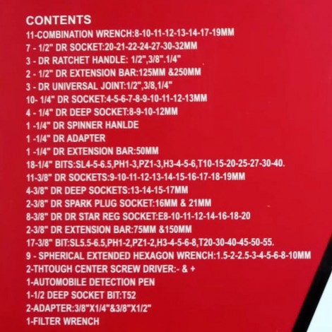 Trusa de scule profesionala 121 piese, tubulare, biti, chei fixe si clichet de 1/4, 1/2 si 3/8 + Trusa de scule 11 piese RESIGILAT- Cutie sparta