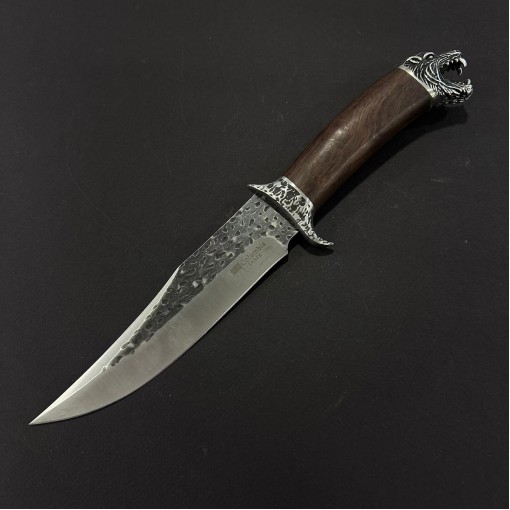 Cutit camping Bowie Columbia Saber 33cm, lama fier forjat, maner lemn maro, husa, COL-SB33
