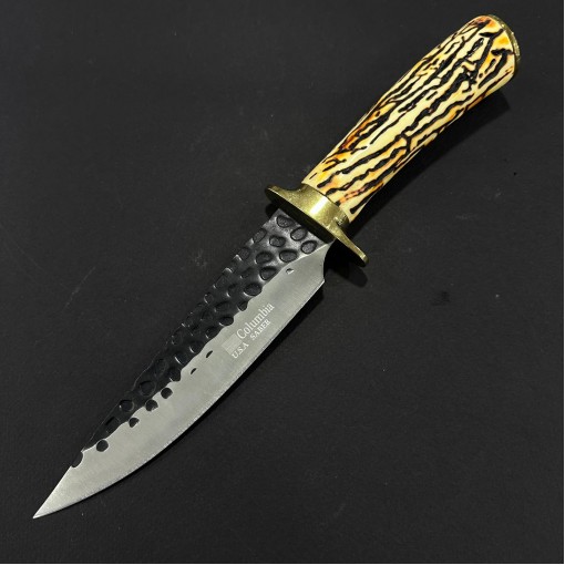 Cutit camping Columbia Saber Rustic 31cm, lama fier forjat, maner corn cerb, husa, COL-RST31CB