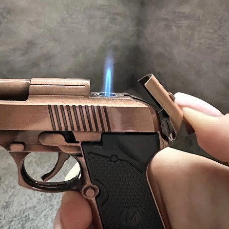 Brichetă decorativă pistol briceag, reincarcabila, bronz, BRI-BBRZ