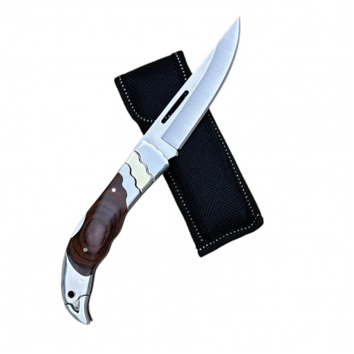 Briceag camping 23cm, lamă oțel inoxidabil, maner metalic maro, BRC-CD23M