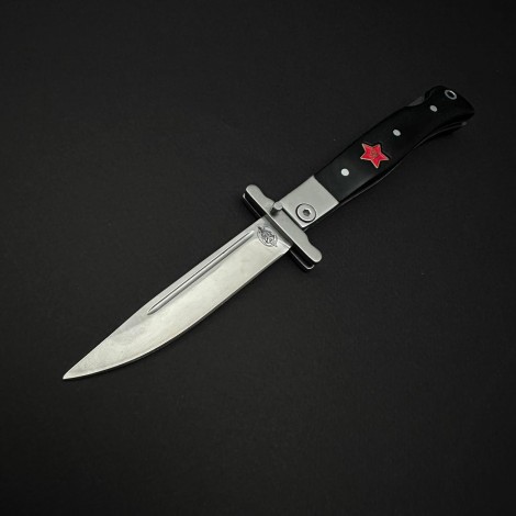 Cutit camping tip Briceag Star 22cm, lama otel inox, maner metal+abs, cu husa, negru