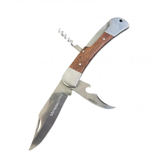 Briceag multifuncțional camping 22cm, 3 in 1 funcții integrate, maro, BRC-MULTI22