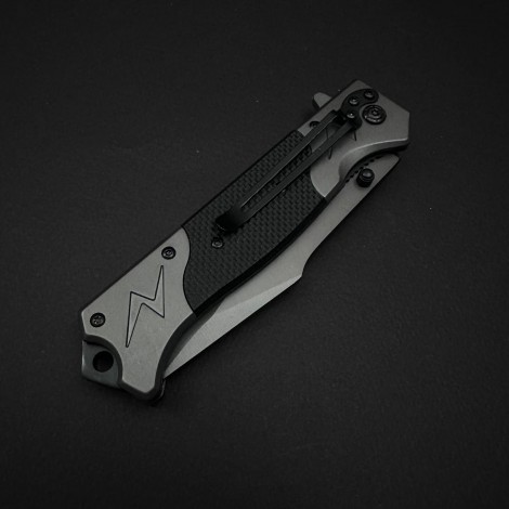 Cutit camping tip Briceag Browning 23cm, lama otel inox, maner metal+abs, cu husa, negru