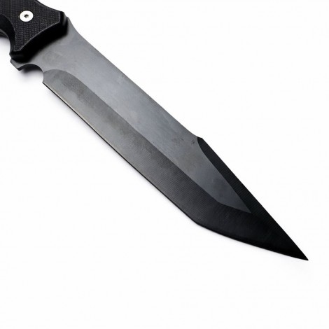 Cutit camping AJ 30cm, lama 15cm otel inox, varf tais dublu, negru FR19