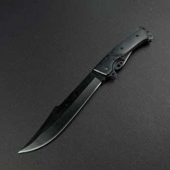 Cutit camping tip Briceag 27cm, lama otel inox, maner metal+lemn negru, cu husa FR18