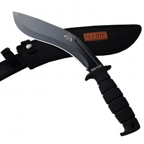 Maceta camping ColdSteel Kukri 40cm MAC-CS40B, lama otel inoxidabil, maner abs, cu husa textila, negru, sabie FRS10