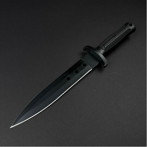 Cutit camping black 33cm, lama otel inox dublu tais, maner abs, negru FR19