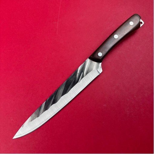 Cutit camping japonez 31cm, lama otel inox, teaca piele, maner lemn maro FR19