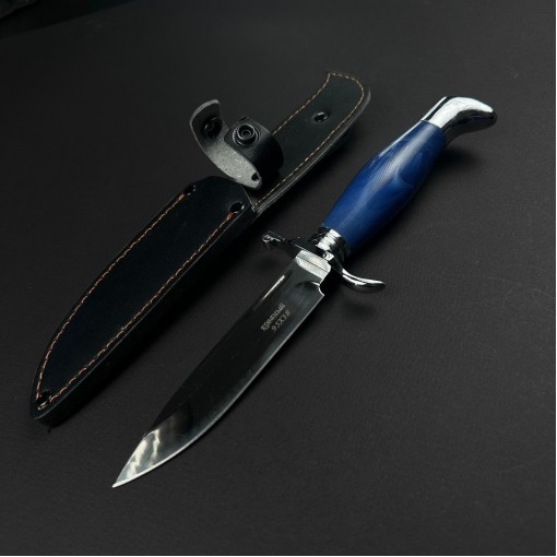 Cutit camping dagger 95x18 27cm, lama otel inox, maner albastru, husa piele FR20