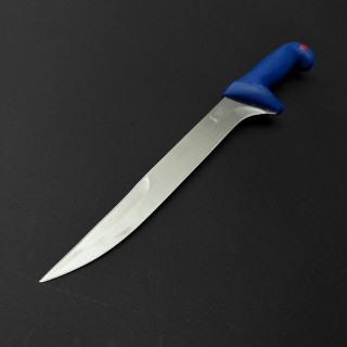 Cutit macelarie injunghiat 38cm, lama cu varf tais dublu otel inox 1/2Flex, albastru, CMI38AVDFX-OI