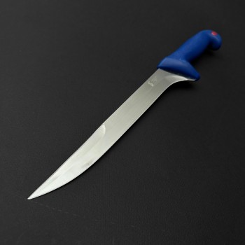 Cutit macelarie injunghiat 38cm, lama cu varf tais dublu otel inox 1/2Flex, albastru, CMI38AVDFX-OI