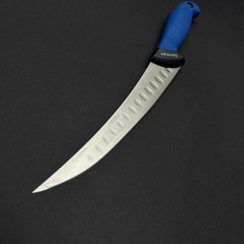 Cutit macelarie dezosat 32cm, lama cu caneluri otel inox 1/2FLEX, maner silicon albastru CMDS32AC-OI