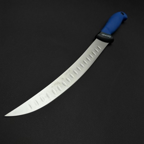 Cutit macelarie dezosat 38cm, lama cu caneluri otel inox 1/2FLEX, maner silicon albastru CMDS38AC-OI