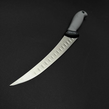 Cutit macelarie dezosat 32cm, lama cu caneluri otel inox 1/2FLEX, maner silicon gri CMDS32GC-OI