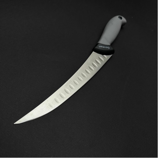 Cutit macelarie dezosat 32cm, lama cu caneluri otel inox 1/2FLEX, maner silicon gri CMDS32GC-OI