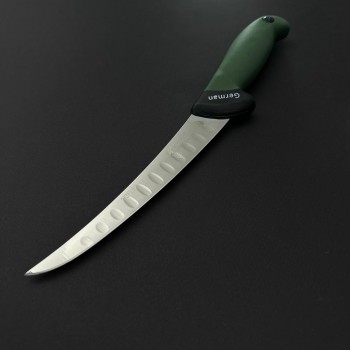 Cutit macelarie dezosat 30cm, lama cu caneluri otel inox 1/2FLEX, maner silicon verde CMDS30VC-OI