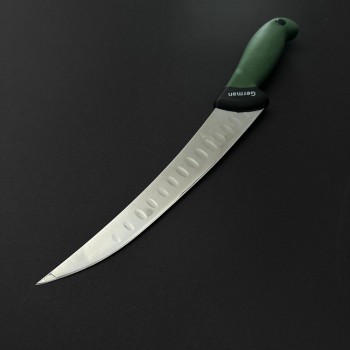 Cutit macelarie dezosat 32cm, lama cu caneluri otel inox 1/2FLEX, maner silicon verde CMDS32VC-OI