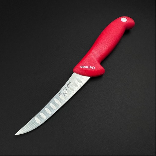 Cutit macelarie dezosat 26cm, lama cu caneluri otel inox, rosu CMD26RC-OI