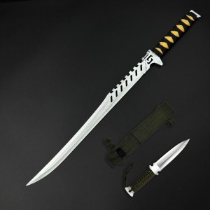 MAceta camping 70cm SB-C70D, lama dublu tais otel inoxidabil, maner paracord, cu husa textila FR17 + Cadou kunai 22cm FRS10