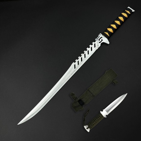 Sabie camping 70cm SB-C70D, lama dublu tais otel inoxidabil, maner paracord, cu husa textila FR17 + Cadou kunai 22cm FRS10 Sabie camping 70cm SB-C70D, lama dublu tais otel inoxidabil, maner paracord, cu husa textila FR17 + Cadou kunai 22cm FRS10