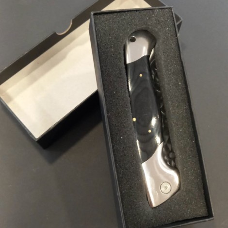 Cuțit camping tip briceag 26 cm, lama fier forjat, maner lemn, BRC-FF26BLK