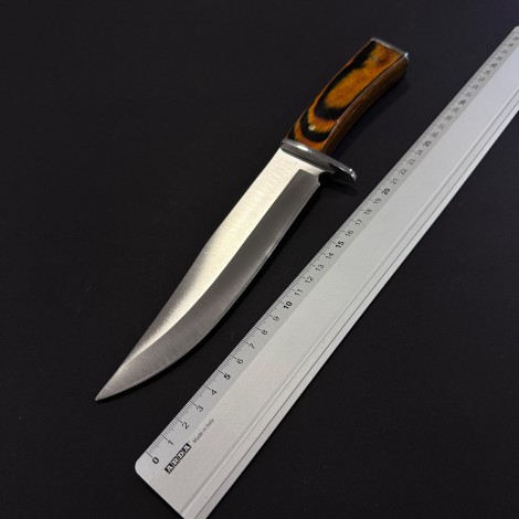 Cuțit camping tip dagger 31 cm, lama otel inox, maner lemn, teacă inclusa, CUT-FIX31PM